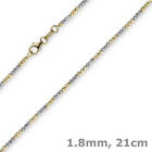 1,8mm Armband Armkette Kugelkette diamantiert 750 Gold Gelbgold Weißgold 21cm
