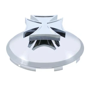6 Uneven Notched Stainless Front Hub Cap w/ Iron Cross Spinner - 7/16" Lip - Picture 1 of 2