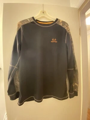 Realtree Thermal Base Layer Shirt long slev Med Wt Mossy Oak Camo/Blk Cargo LG - Image 1 of 4