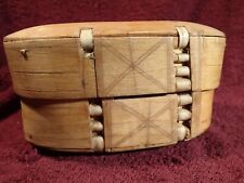 ANTIQUE DECORATED HANDMADE BENDED WOOD BOX PRIMITIVE FOLK ART SWEDEN SWEDISH