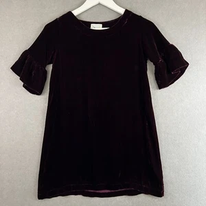 Peek Girls Dress Size 10 Burgundy Red Silk Velvet Tunic Short Sleeve Holiday - Picture 1 of 7