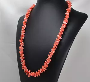 Collar Largo En Oro Amarillo 18KT Con Copolini De Coral Rosa Ogln 0235 - Imagen 1 de 3