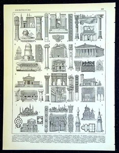 Old Print Engraving - Architecture - Picture 1 of 1