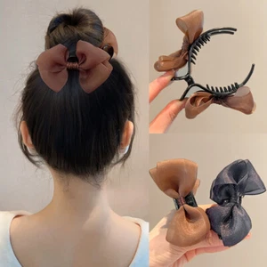 Bright Silk Bow Hair Claw Solid Color Bowknot Hairgrip Bow Ponytail Clip ✯ - Picture 1 of 25
