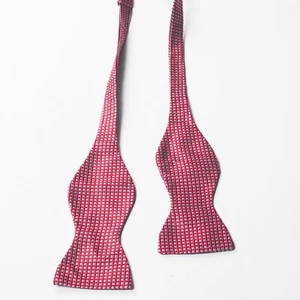 SILK Bow Tie Red Woven Italy Made Menswear Classic - Picture 1 of 3
