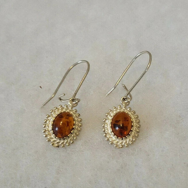 Sterling silver and amber earrings — 第 1/1 张图片