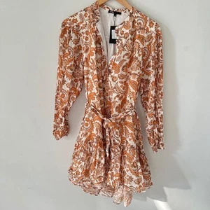 Maje BNWT Ridtessa Orange & White Paisley Dress uk 8 RRP £255 - Picture 1 of 10
