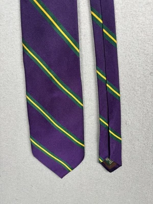 Corbata Lauren Ralph Lauren Para Hombre Púrpura Verde Rayas Seda Acabada a Mano Hecha en EE. UU. Foto 1 de 4