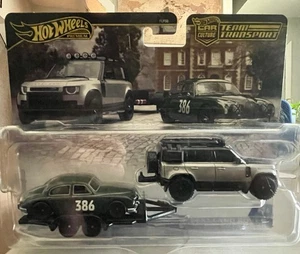 Hot Wheels Team Transport 2023 Land Rover Defender Silver 110 & Jagura MK1 Green - Picture 1 of 2