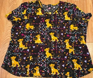 Disney Lion King Simba Women's V-Neck Short Sleeve Scrub Top Size 3X EUC! - Picture 1 of 8