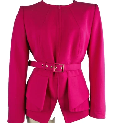 Chaqueta Blazer Vintage Escada Rosa Cinturón Nueva Lana Peplum Mujer Talla 38 Diseñador Foto 1 de 4