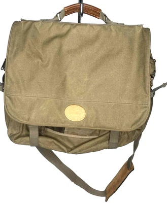 Bolso Mensajero de Viaje Eddie Bauer De Colección Organizador Lona Cuero Beige Foto 1 de 4