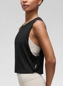 CRZ Yoga Women's Pima Cotton Crop Deep Armhole Tank Black Size Small NWT - Picture 1 of 10