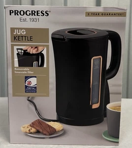 Progress Electric Jug Kettle Cordless with Flip-Top Lid, Black & Gold 1.7L 2200W - Picture 1 of 5