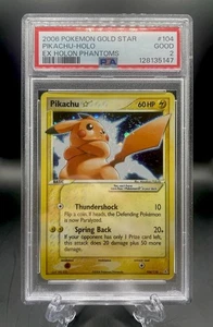 Gold Star Pikachu Pokemon 104/110 EX Holon Phantoms PSA 2 SWIRL, ORB And CROSSES - Picture 1 of 19