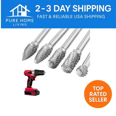 Профессиональный набор твердосплавных заусенцев двойной резки 5 шт. - идеально подходит для полировки металла и дерева - Изображение 1 из 4