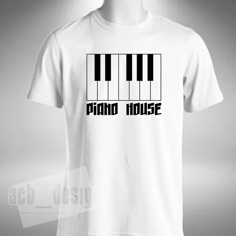 Piano House T-Shirt Keyboard Pianist Organ Rave Old Skool Music Retro - Image 1 of 1