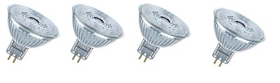 4x Osram LED MR16 Spot silber Gu5.3 12V 3,8W = 35W kaltweiß EEK:F (Spektrum A-G) - Bild 1 von 4