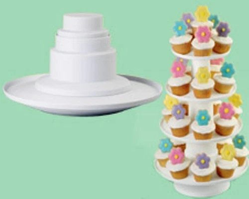Wilton 4-Tier Stacked Dessert Tower 307-856 16" Tall PARTY White - Image 1 of 1