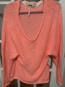 Free People Neon Pink/weiß Pullover XL - Bild 1 von 3