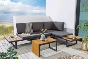 Sitzgruppe 250cm grau / natur, (Set, 3-tlg), Gartenmöbel-Se - Bild 1 von 9