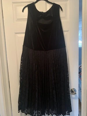 Velvet Top Lace Bottom Dress - Image 1 of 4