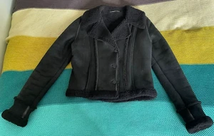 BALENCIAGA BLACK SHEARLING JACKET FR 40 - Picture 1 of 7
