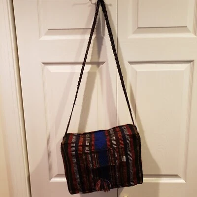 Artesanias Lillo Woven Shoulder Bag Tote Zippered Closure Boho Hippie Mexico - Image 1 of 4