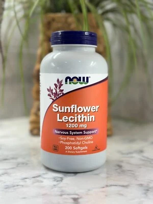 Лецитин подсолнечника 1200 мг 200 гелевых капсул от NOW Foods срок годности 02/29 - Изображение 1 из 2