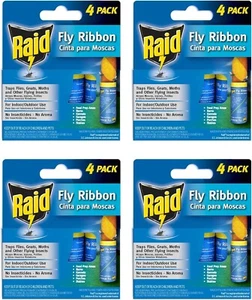 Raid® Fly Ribbon, Fly Traps for Indoors and Outdoors, 4 Pack - Picture 1 of 8