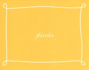 Classic Yellow & White Thanks Thank You Blank Note Cards - Set of 10 - Picture 1 of 4