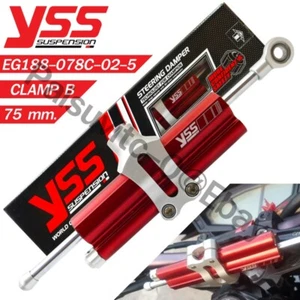 YSS Steering Damper 75mm. CLAMP B RED - Picture 1 of 6