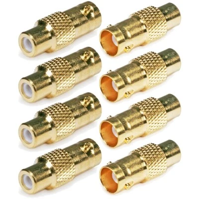 8x BNC Female to RCA Female Video Adapter Connector Converter Gold Plated CCTV - Image 1 of 3