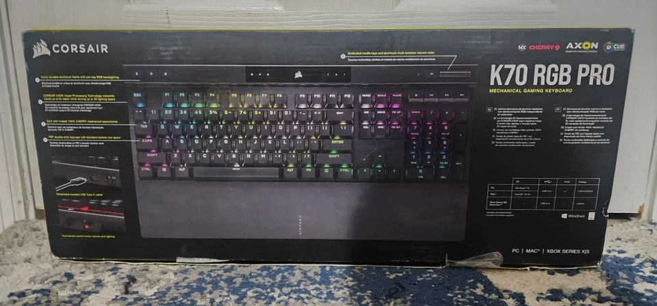 Corsair K70 RGB PRO Wired Mechanical Brown Speed Switches 8,000Hz Hyper-Polling - Image 1 of 3