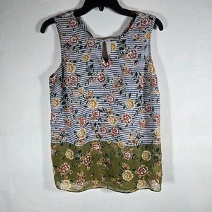 Camicetta donna Cabi piccola giardino blu grigia floreale top senza maniche nuova senza etichette - Foto 1 di 12