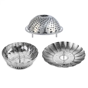 Stainless Steel Vegetable Steamer Collapsible Basket Fruit Kitchen Tray Display - Bild 1 von 6
