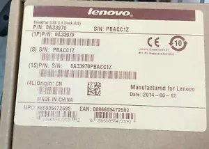 NUEVA Caja Abierta - Estación de Acoplamiento USB 3.0 Original Lenovo ThinkPad - Imagen 1 de 2