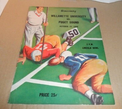 1949 PUGET SOUND vs WILLAMETTE COLLEGE FOOTBALL GAME PROGRAM LOGGERS BEARCATS - Image 1 of 4