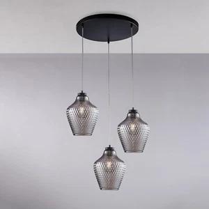 Moderner mundgeblasener Glas Hängelampe Grau 3-flammig BON-698 - Bild 1 von 1