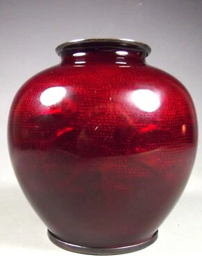 Jarrón cloisonne rojo japonés Foto 1 de 4