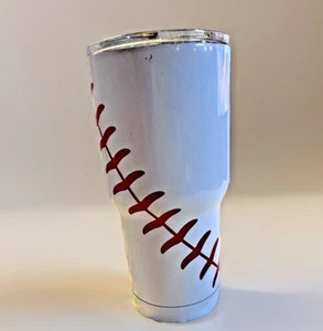 Baseball Tumbler Large White With Red Stitching 32oz - Picture 1 of 19