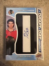 2022-23 UD SP Game Used LUKAS REICHEL Draft Day Marks /35 Rookie Patch Auto "I" 
