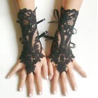 Gothic Steampunk Venetian Ladies Long Fingerless Lace Gloves White Black  New