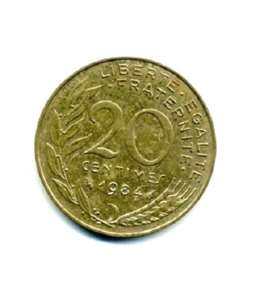 Vintage 1984 France 20 Centimes Coin World Money - Image 1 of 2