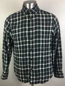 Mens Cloudveil Plaid Long Sleeve Button Front Shirt Size L Black White Cotton - Picture 1 of 8