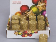 CANDELA CILINDRO ORO GLITTER 4X4 CM.NATALE