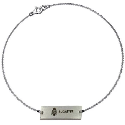 Women's Ohio State University Buckeyes Bracelet Silver Bar Bracelet Cover