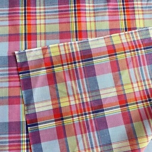 1.5 YD Shirting Fabric Red Preppy Plaid Polycotton - Picture 1 of 7