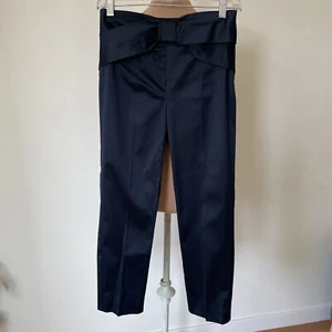 R.E.D. Valentino Vintage Blue Stretch Cotton Bow Waist Cropped Ankle Pants 40/4 - Picture 1 of 12