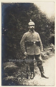 WW1: German Soldier In Uniform / Pickelhaube (Vintage RPPC 1916) - Imagen 1 de 1